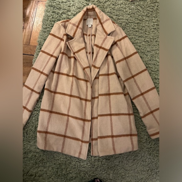 Joie Jackets & Blazers - Joie Revolve Neutral Plaid Open Front Unlined Soft Fleece Feel Jacket Small